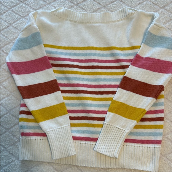 GAP Sweaters - Gap Boat Neck Sweater Striped Long Sleeve Cream Cotton Casual Trendy Knit Medium